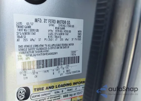 2017 Ford Expedition Xlt z USA, uszkodzony, nr VIN 1FMJU1HT0HEA50291